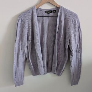 Jeanne Pierre Lilac Cable Knit Wool Cardigan